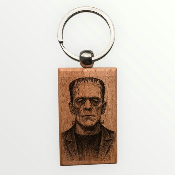 Frankenstein's monster Wooden laser engraved Keychain 2.16 inches