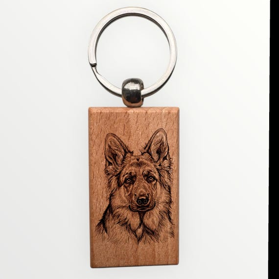 German Shephard Dog laser engraved Keychain 2.16 inches
