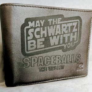 Engraved leather spaceball wallet