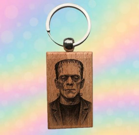 Frankenstein's monster Wooden laser engraved Keychain 2.16 inches