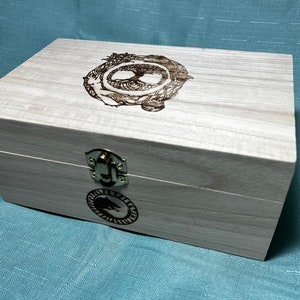 Viking skoll and Hati norse wooden gift box
