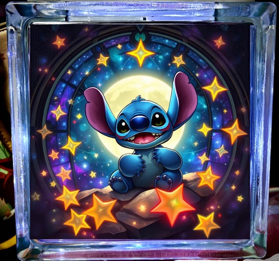 Starstruck stitch lovers Glass light display illuminated home decor