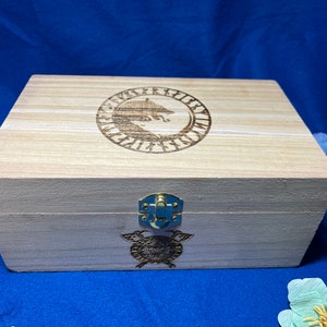 Norse Hati and Skoll wolf wooden gift box