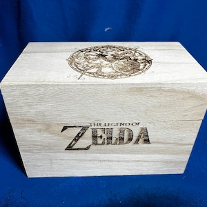 Engraved zelda wooden recipe gift box