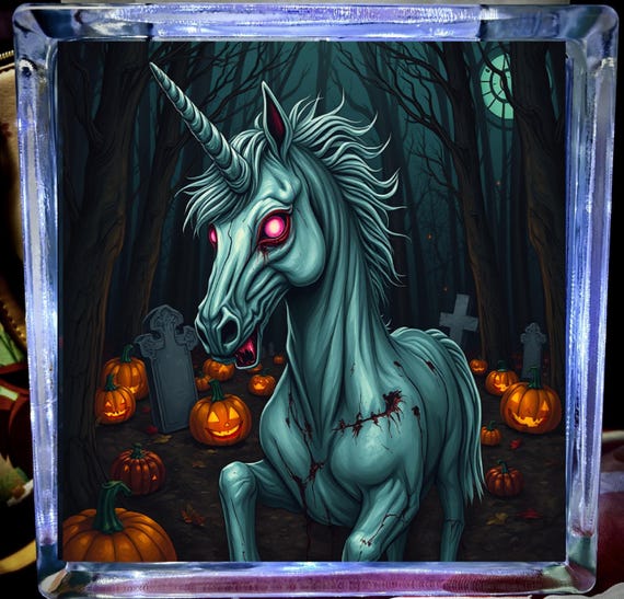 ghastly hallow unicorn halloween Glass light