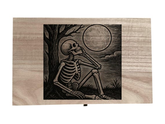 Skeleton themed laser engraved 8.5 inch box