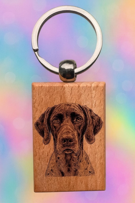 German Shorthair Pointer Dog laser engraved Keychain 2.16 inches