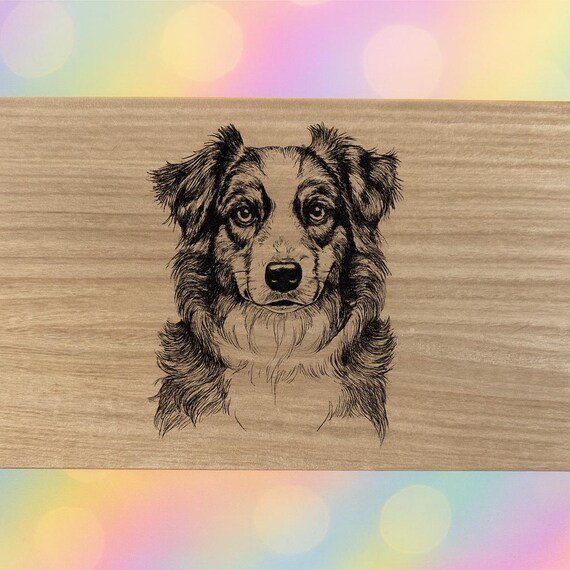 Australian Shepherd Engraved Wooden Box – Custom Dog Lover Gift | Personalized Pet Keepsake Box | Handmade Rustic Décor