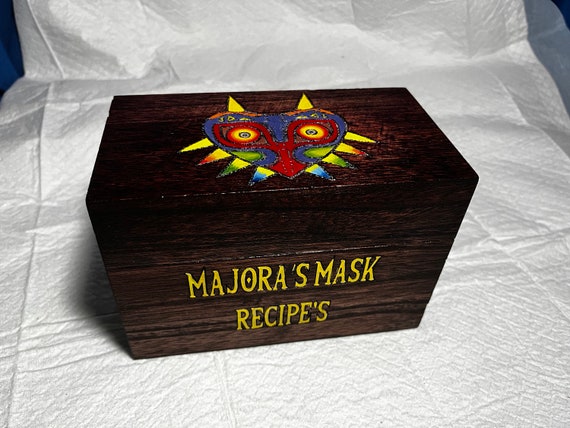 Engraved /painted majora wooden recipe gift box
