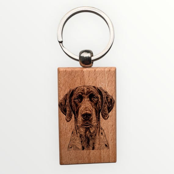 German Shorthair Pointer Dog laser engraved Keychain 2.16 inches