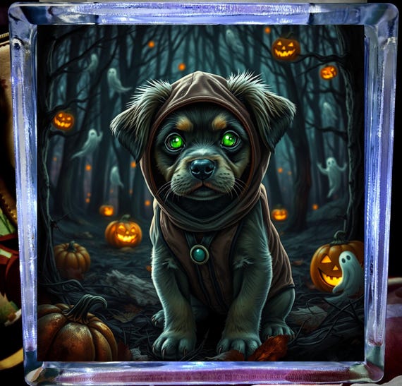 ghastly hallow puppy halloween Glass light