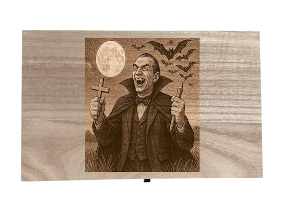 Dracula themed laser engraved 8.5 inch box