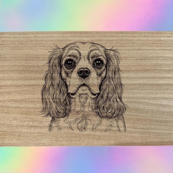 Cavalier King Charles Spaniel box – “Cavalier Devotion, Fit for a King” | Laser Engraved Wooden Dog Lover Gift | Rustic Home Décor | Pe
