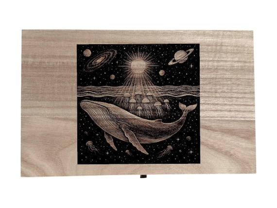 Deep space and Ocean surreal themed laser engraved 8.5 inch box