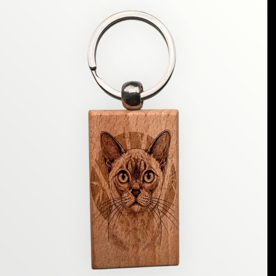 Burmese cat laser engraved Keychain 2.16 inches