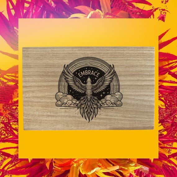 Phoenix Bird themed laser engraved 8.5 inch box