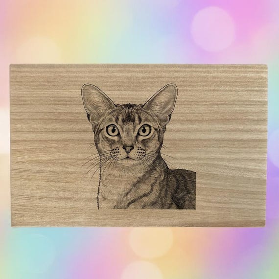 Abyssinian Cat Engraved Wooden Box – Personalized Cat Lover Gift | Custom Pet Keepsake Box | Laser Engraved Wood Decor | Free Shipping