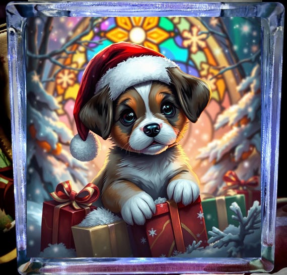 Christmas holiday puppy halloween Glass light