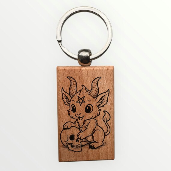Baphomet Wooden laser engraved Keychain 2.16 inches