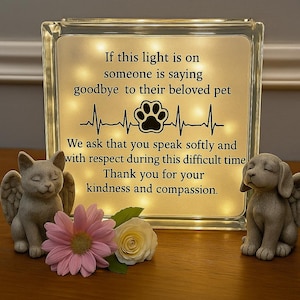 Pet Memorial Light – Personalized Pet Loss Gift – 7x7 Glass Block – Dog Cat Remembrance Light – Sympathy Gift for Pet Owner