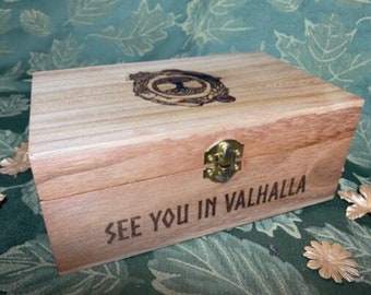 Engraved Viking/norse wooden gift box