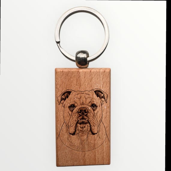 Bulldog laser engraved Keychain 2.16 inches