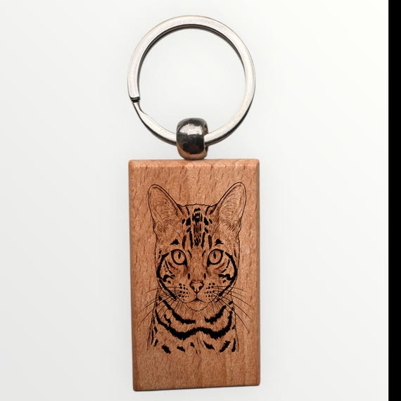Bengal cat laser engraved Keychain 2.16 inches