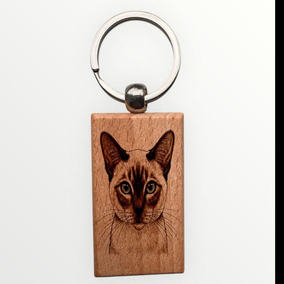 Siamese cat laser engraved Keychain 2.16 inches