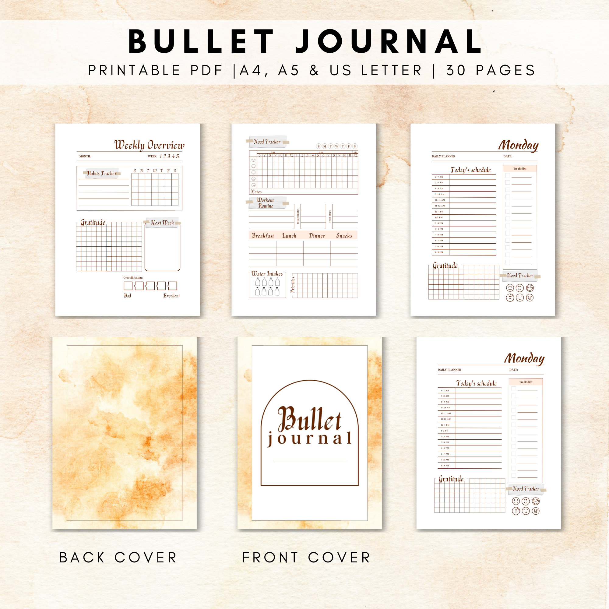 Instant Download Bullet Journal, Printable Bullet Journal Etsy