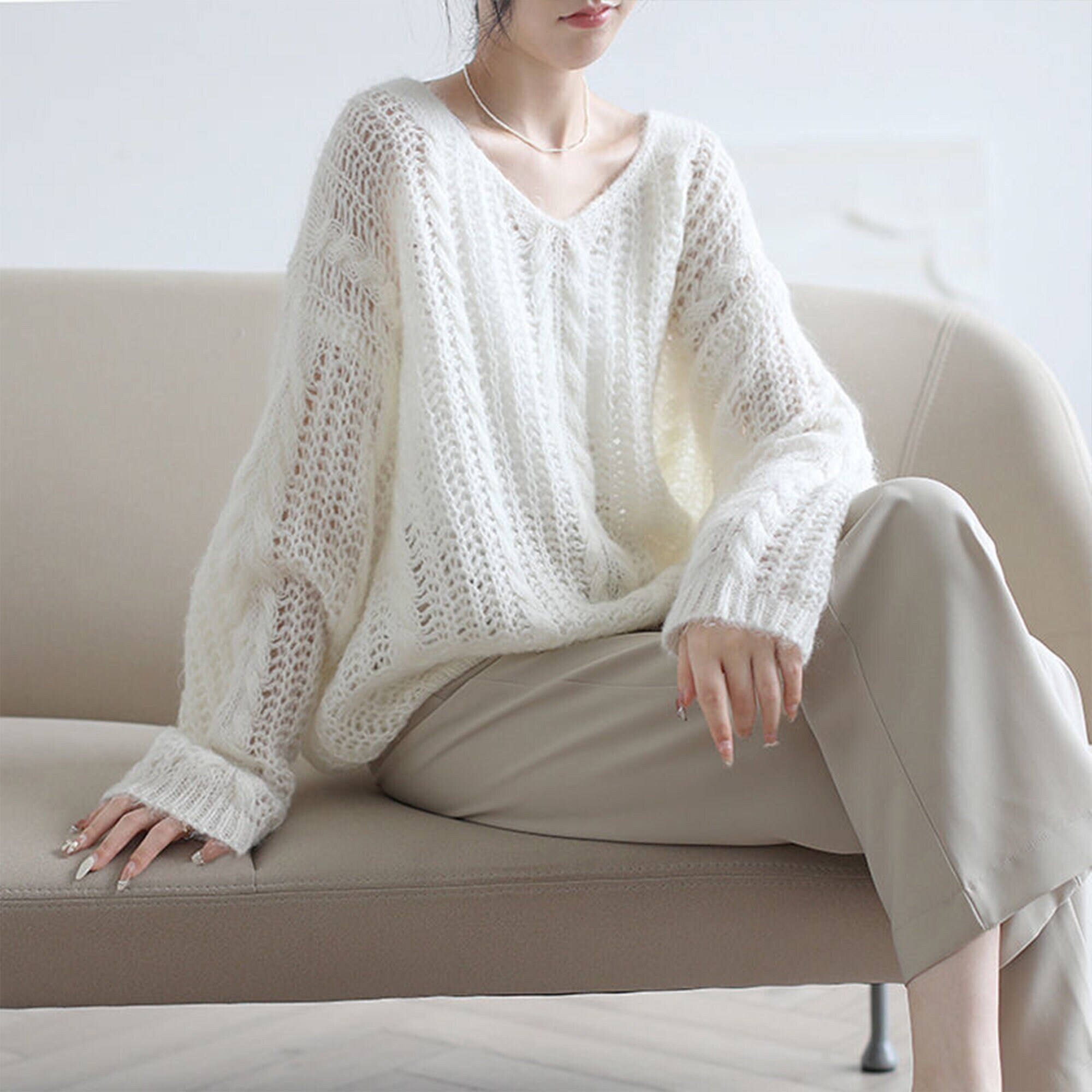 White Summer Sweater - Etsy