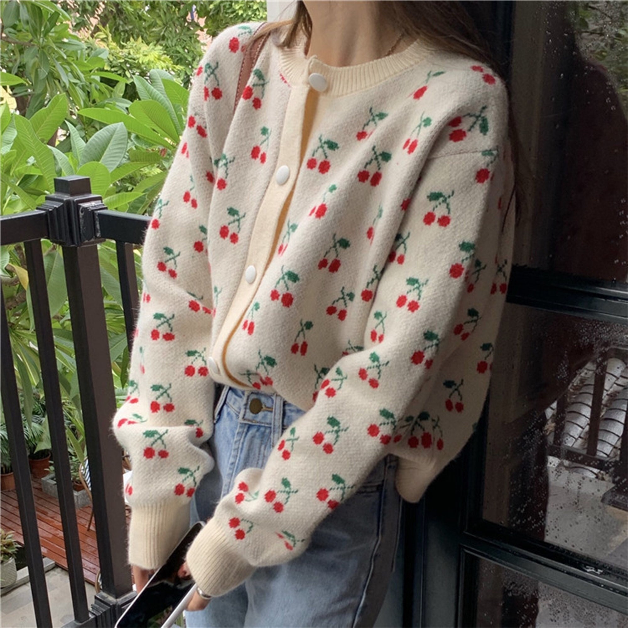 Jacquard Cardigan - Etsy
