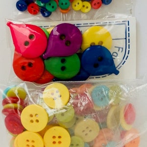 Assorted Three Bags of Colorful Buttons in different sizes