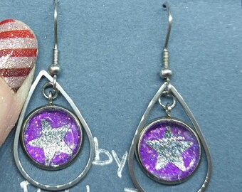 Boucles d'oreilles pendantes étoiles scintillantes