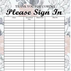 Editable Salon Sign-In Sheet: Printable Guest Registry (2nd Edition)