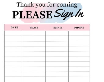 Open House Sign In Sheet | Real Estate Marketing | Instant Download | PDF | Sign In Sheet | Real Estate Agent | Rose-White Edition