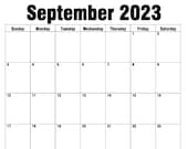 12 Month Calendar | Fiscal School Year | September 2023- August 2024 | Printable | Lined Edition | Portrait