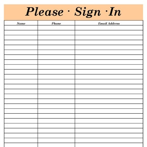 Sign In Sheet ,Template, Hot Versatile Printable and Editable, Client Sign In Sheet, Open House Sign In, Printable PDF, Realtor Sign In