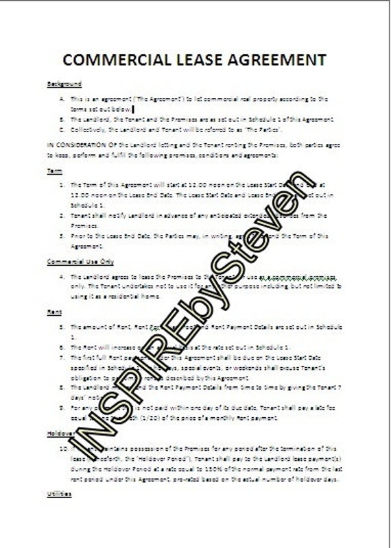 COMMERCIAL Lease Agreement Etsy