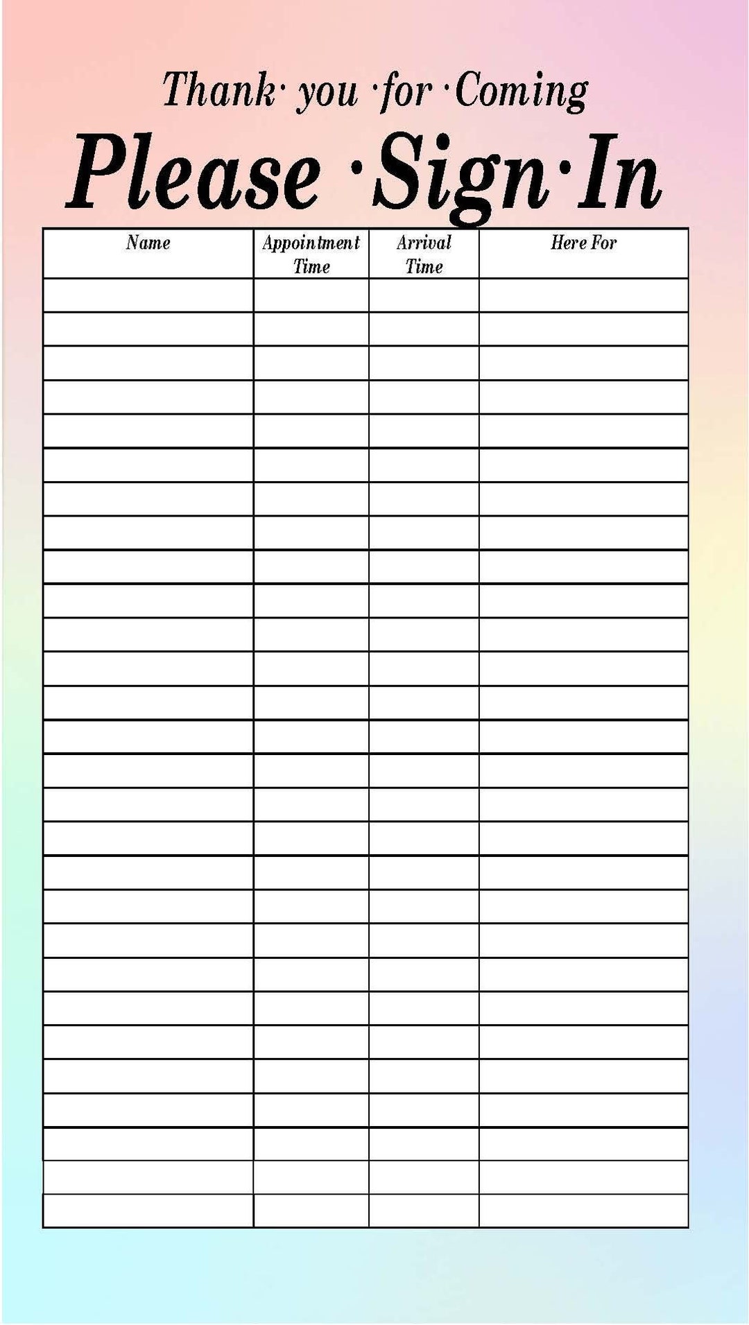 Sorority Sign-in Sheet | Salon Guest List (PDF, DOC) - Etsy