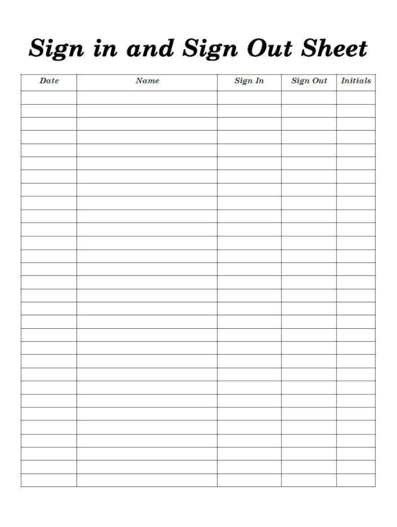 Free Printable Sign In And Out Forms