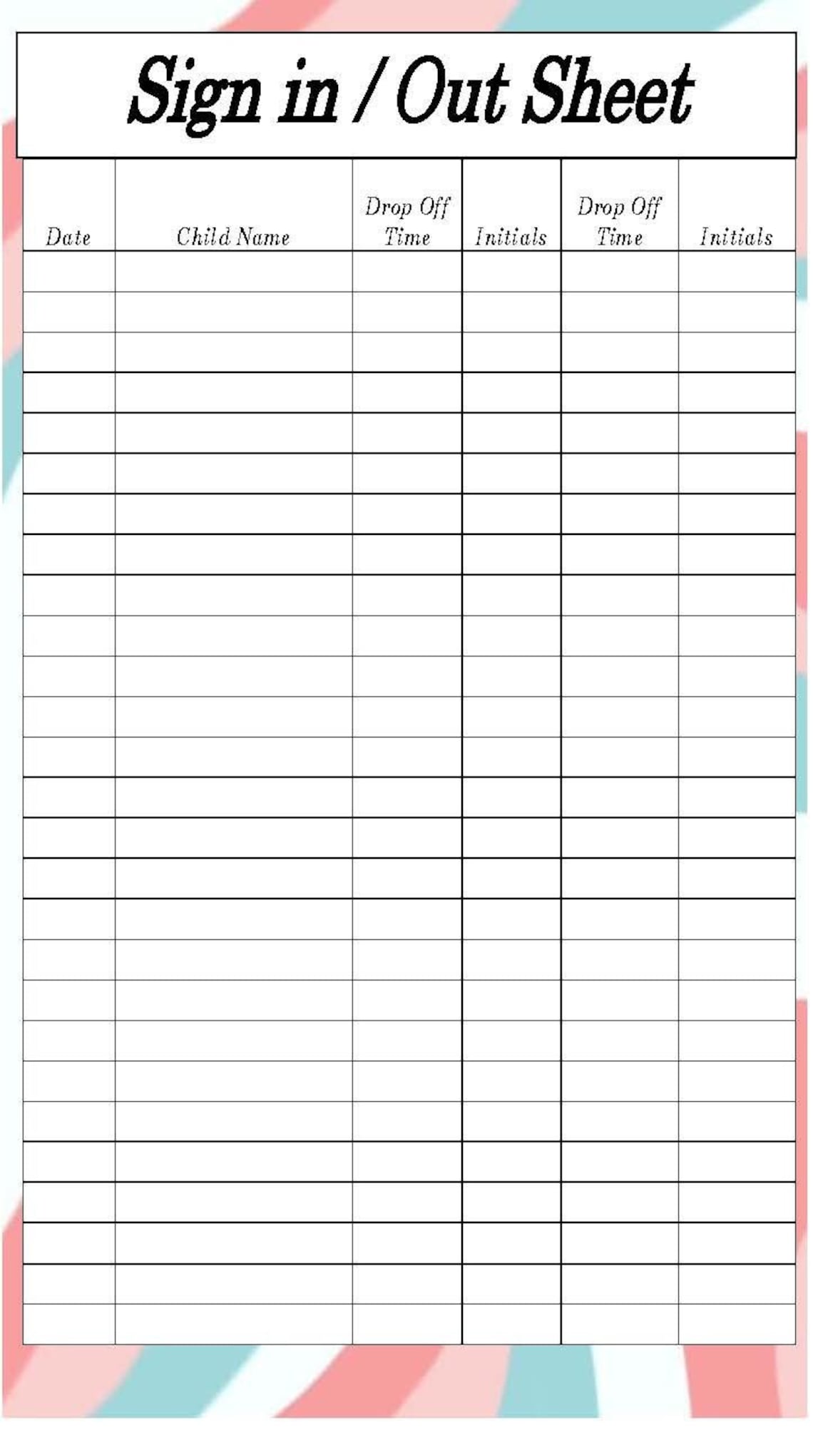 Sign in Sign Out Sheet Template Printable Sign in and Sign Out Sheet Sign in Sign Out Sheet Template Printable Sign in and Sign Out Sheet