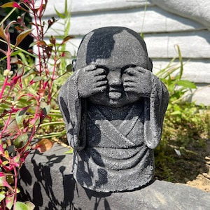 Cement figure 'Fat Jizo - see nothing'