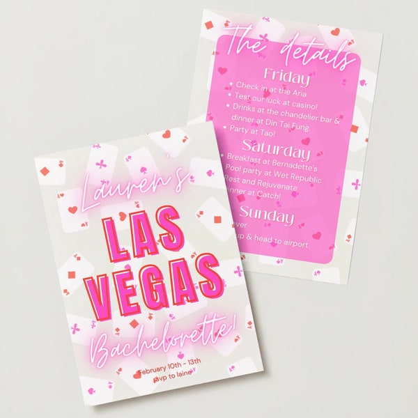 Las Vegas Bachelorette Party Invite Digital Download | Vegas Bachelorette Editable Itinerary Digital Download