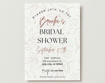 Modello di invito per addio al nubilato autunnale, foglie autunnali (download digitale)