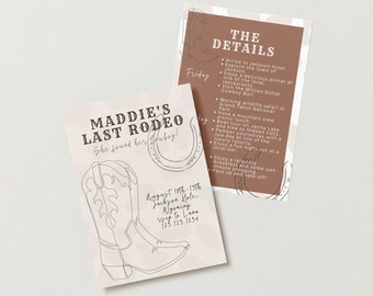 Invito all'addio al nubilato in stile Western / Itinerario dell'ultimo rodeo (download digitale)