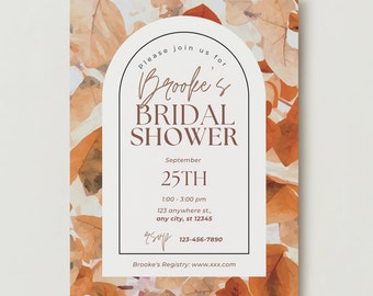 Invito per addio al nubilato con foglie autunnali, modello autunnale (download digitale)