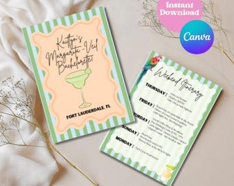 Invito e itinerario per l'addio al nubilato Margarita-Veil - Modello per il download digitale