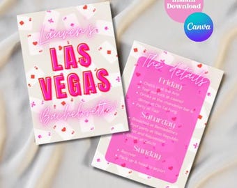 Invito per addio al nubilato a Las Vegas in rosa / Itinerario modificabile (download digitale)