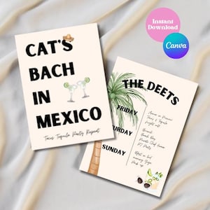 Mexico Bachelorette Invitation Itinerary l Mexico Bach Invite Template | Tequila Bachelorette Invitation | Cabo Bachelorette