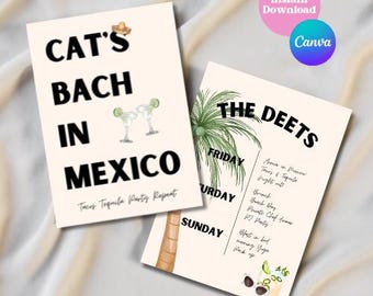 Modello di invito per addio al nubilato in Messico / Tequila Fiesta (download digitale)